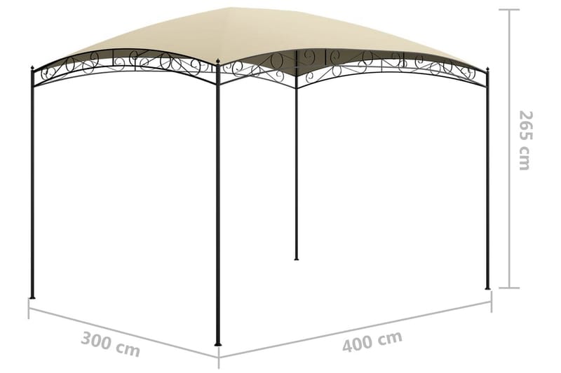 Paviljong 3x4x2,65 m gräddvit 180 g/m² - Vit - Komplett paviljong