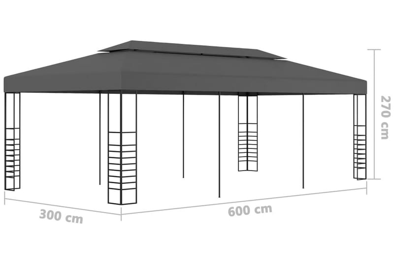 Paviljong 3x6 m antracit - Grå - Utemöbler - Solskydd - Paviljong - Komplett paviljong