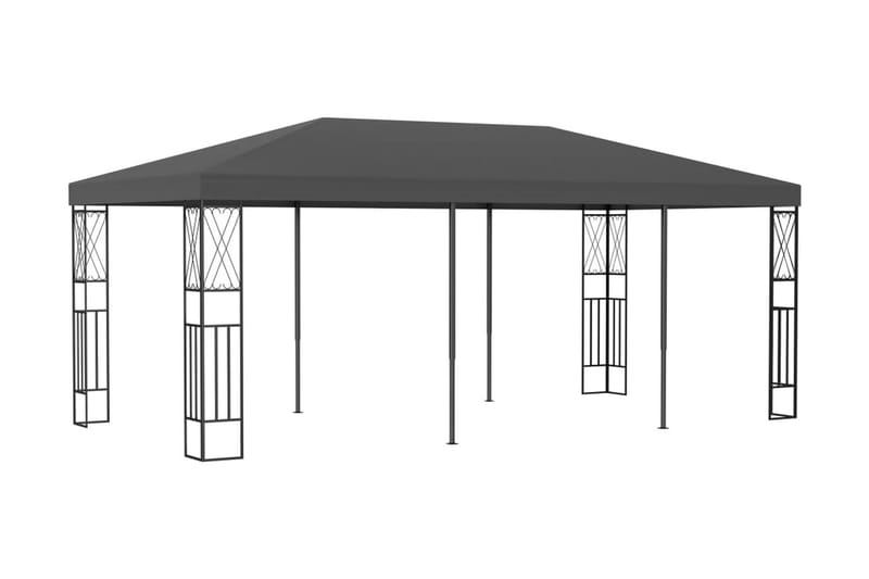 Paviljong 3x6 m antracit tyg - Grå - Komplett paviljong