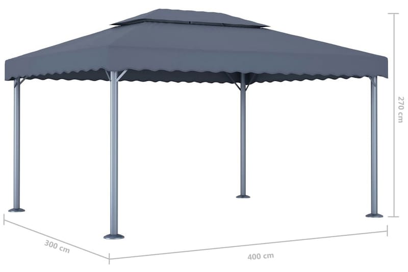 Paviljong 400x300 cm antracit aluminium - Grå - Utemöbler - Solskydd - Paviljong - Komplett paviljong