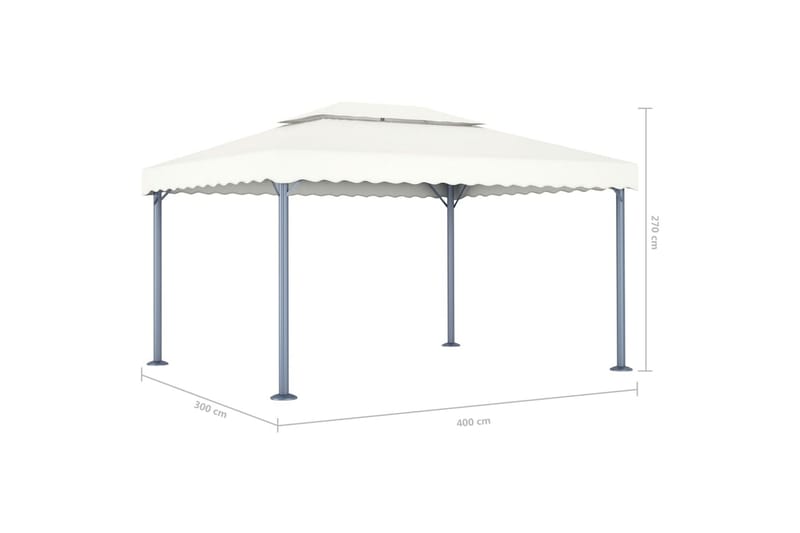 Paviljong 400x300 cm gräddvit aluminium - Vit - Utemöbler - Solskydd - Paviljong - Komplett paviljong