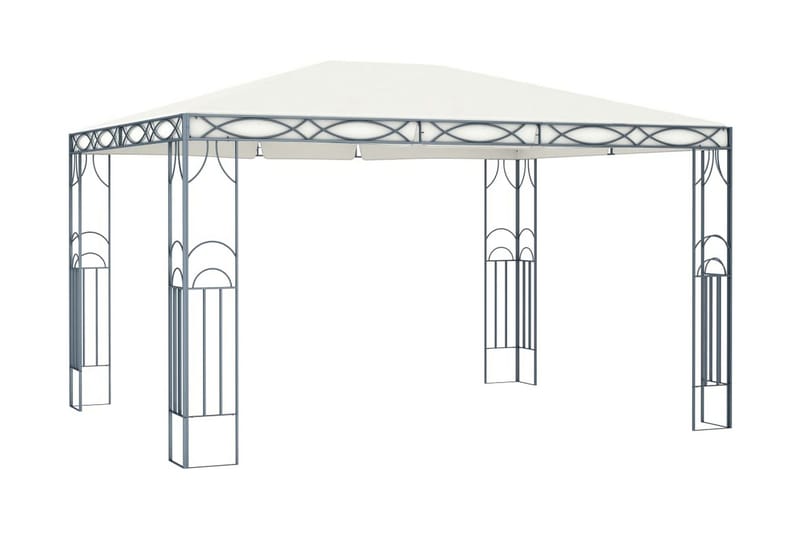 Paviljong 400x300 cm gräddvit - Vit - Utemöbler - Solskydd - Paviljong - Komplett paviljong