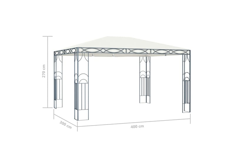 Paviljong 400x300 cm gräddvit - Vit - Utemöbler - Solskydd - Paviljong - Komplett paviljong