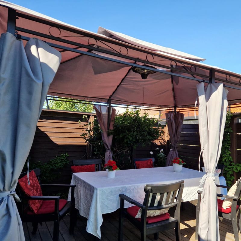 Paviljong 4x3m med paviljongväggar | Grå - Utemöbler - Solskydd - Paviljong - Komplett paviljong