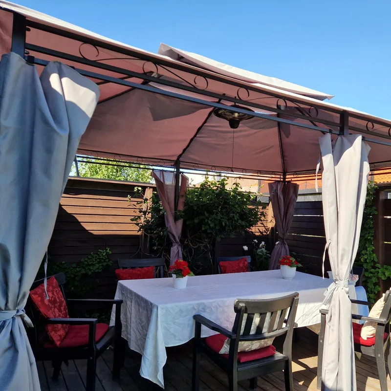 Paviljong 4x3m med paviljongväggar | Grå - Utemöbler - Solskydd - Paviljong - Komplett paviljong