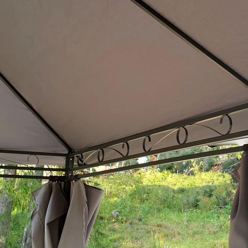 Paviljong 4x3m med paviljongväggar | Grå - Utemöbler - Solskydd - Paviljong - Komplett paviljong