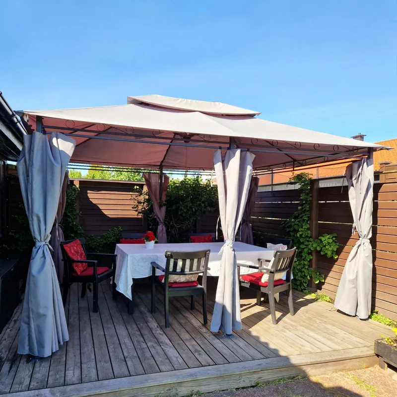 Paviljong 4x3m med paviljongväggar | Grå - Utemöbler - Solskydd - Paviljong - Komplett paviljong