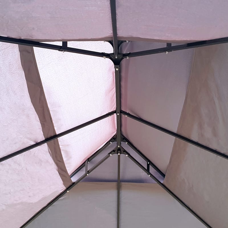 Paviljong 4x3m med paviljongväggar | Grå - Utemöbler - Solskydd - Paviljong - Komplett paviljong