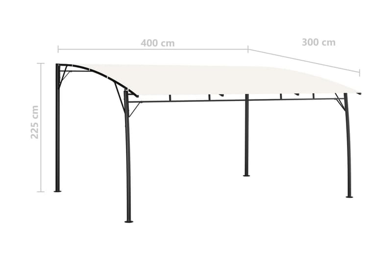 Paviljong 4x3x2,55 m gräddvit - Vit - Komplett paviljong