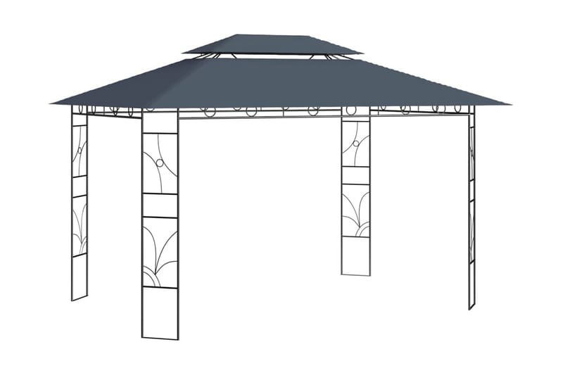 Paviljong 4x3x2,7 m antracit 160 g/m² - Grå - Komplett paviljong