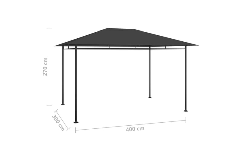Paviljong 4x3x2,7 m antracit 180 g/m² - Grå - Utemöbler - Solskydd - Paviljong - Komplett paviljong