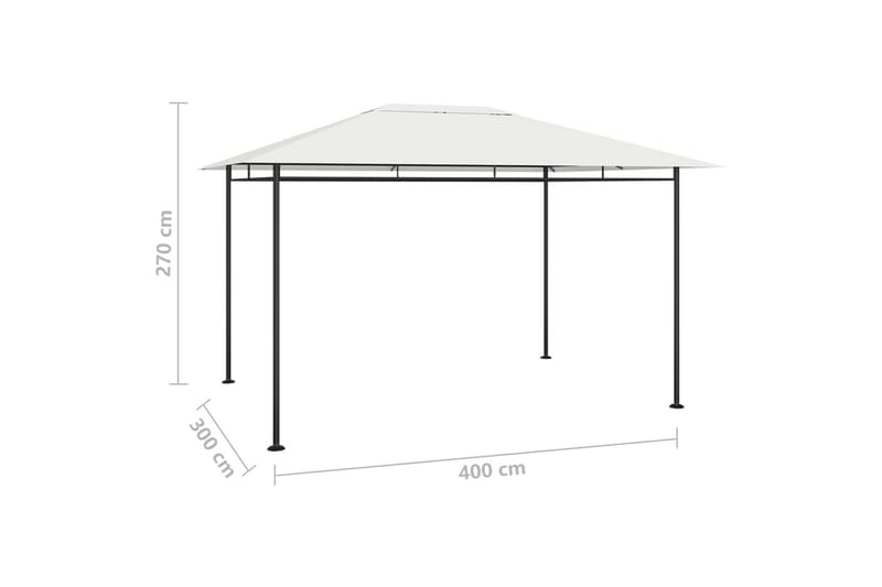 Paviljong 4x3x2,7 m gräddvit 180 g/m² - Vit - Utemöbler - Solskydd - Paviljong - Komplett paviljong