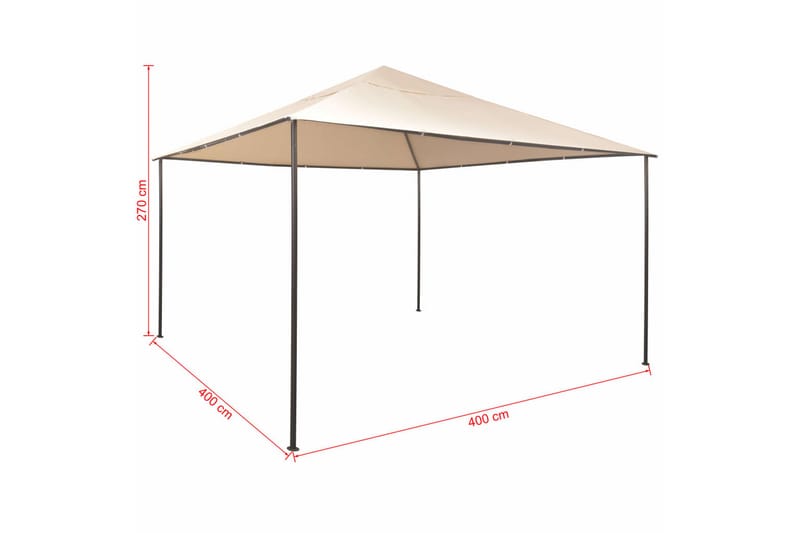 Paviljong 4x4 m stål beige - Beige - Komplett paviljong