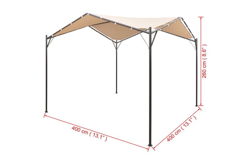 Paviljong 4x4 m stål beige - Beige - Komplett paviljong