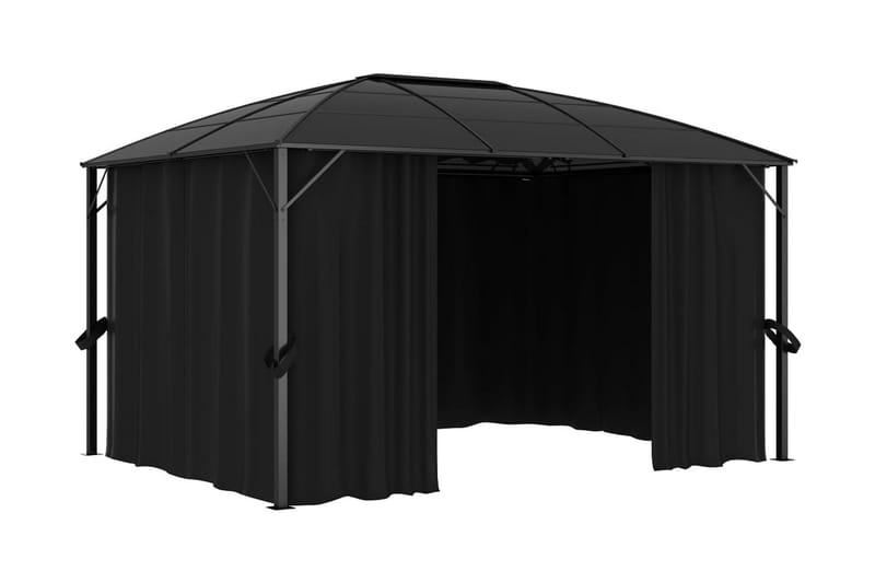 Paviljong med draperi 400x300x265 cm antracit - Grå - Komplett paviljong