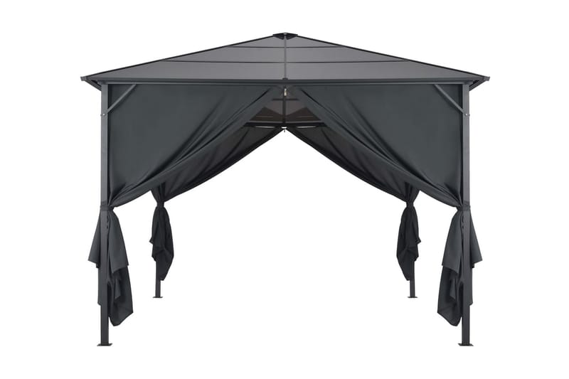 Paviljong med draperi aluminium 3x3 m svart - Svart - Utemöbler - Solskydd - Paviljong - Komplett paviljong