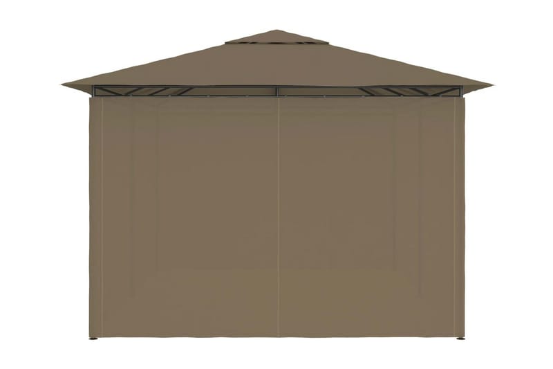 Paviljong med draperier 4x3 m taupe 180 g/m² - Brun - Utemöbler - Solskydd - Paviljong - Komplett paviljong
