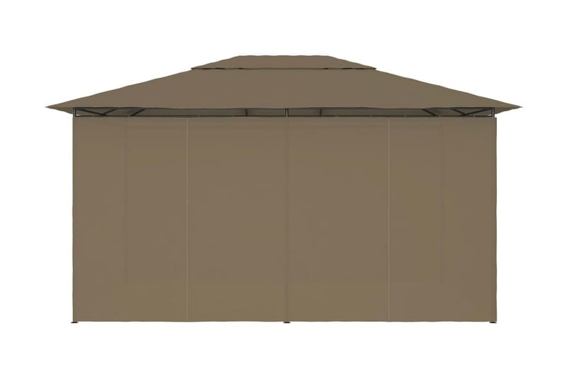 Paviljong med draperier 4x3 m taupe 180 g/m² - Brun - Utemöbler - Solskydd - Paviljong - Komplett paviljong
