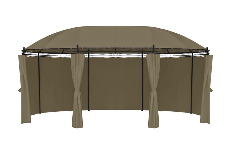 Paviljong med draperier 520x349x255 cm taupe 180 g/m² - Brun - Komplett paviljong