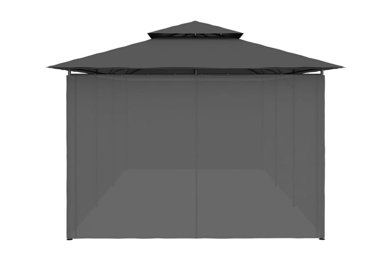 Paviljong med draperier 600x298x270 cm antracit - Grå - Utemöbler - Solskydd - Paviljong - Komplett paviljong