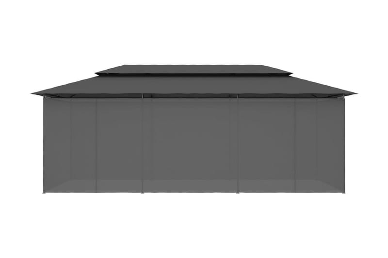Paviljong med draperier 600x298x270 cm antracit - Grå - Utemöbler - Solskydd - Paviljong - Komplett paviljong