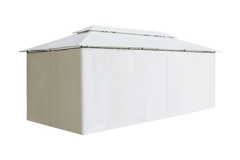 Paviljong med draperier 600x298x270 cm vit 180g/m² - Vit - Utemöbler - Solskydd - Paviljong - Komplett paviljong