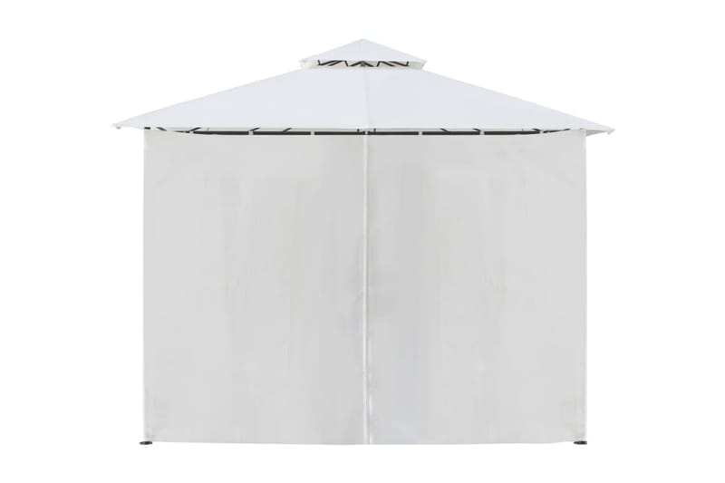 Paviljong med draperier 600x298x270 cm vit 180g/m² - Vit - Utemöbler - Solskydd - Paviljong - Komplett paviljong