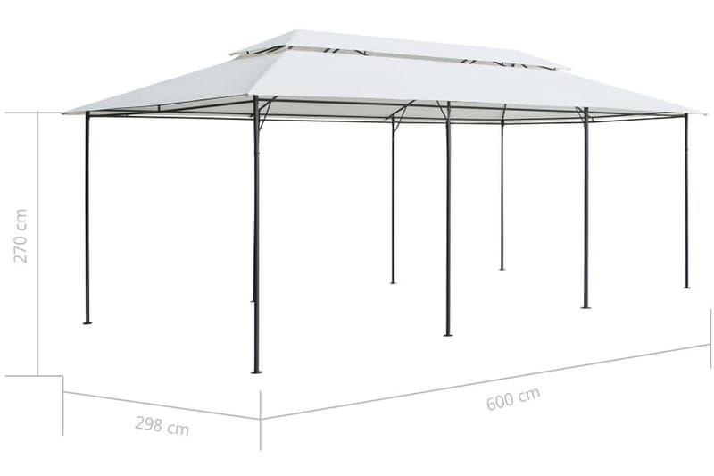 Paviljong med draperier 600x298x270 cm vit 180g/m² - Vit - Utemöbler - Solskydd - Paviljong - Komplett paviljong