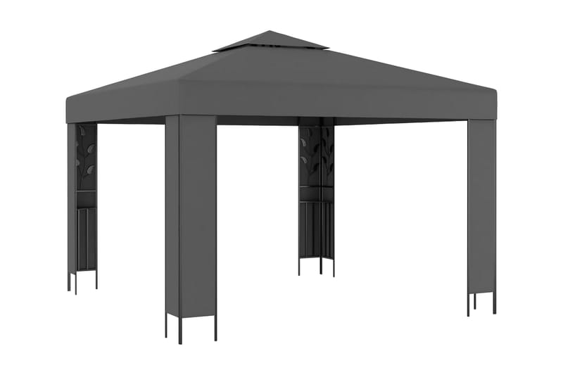 Paviljong med dubbeltak 3x3 m antracit - Grå - Komplett paviljong