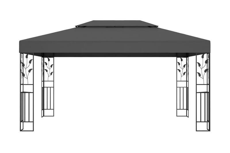 Paviljong med dubbeltak 3x4m antracit - Grå - Utemöbler - Solskydd - Paviljong - Komplett paviljong