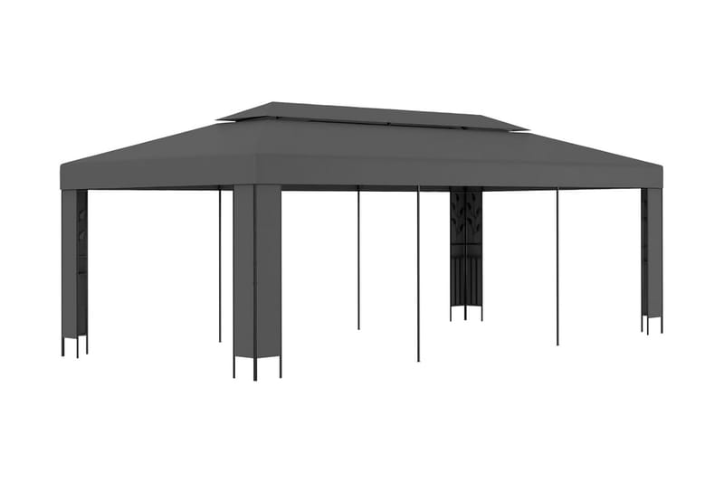 Paviljong med dubbeltak 3x6 m antracit - Grå - Komplett paviljong