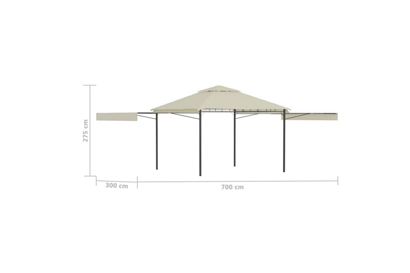 Paviljong med förlängda tak 3x3x2,75 m gräddvit 180 g/m² - Vit - Komplett paviljong