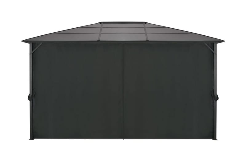 Paviljong med gardin aluminium 4x3x2,6 m svart - Svart - Utemöbler - Solskydd - Paviljong - Komplett paviljong