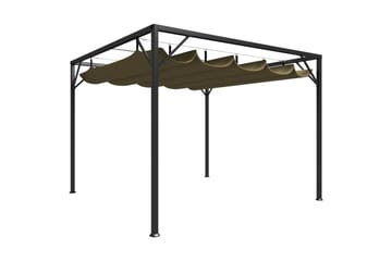 Paviljong med infällbart tak 3x3 m taupe 180 g/m²