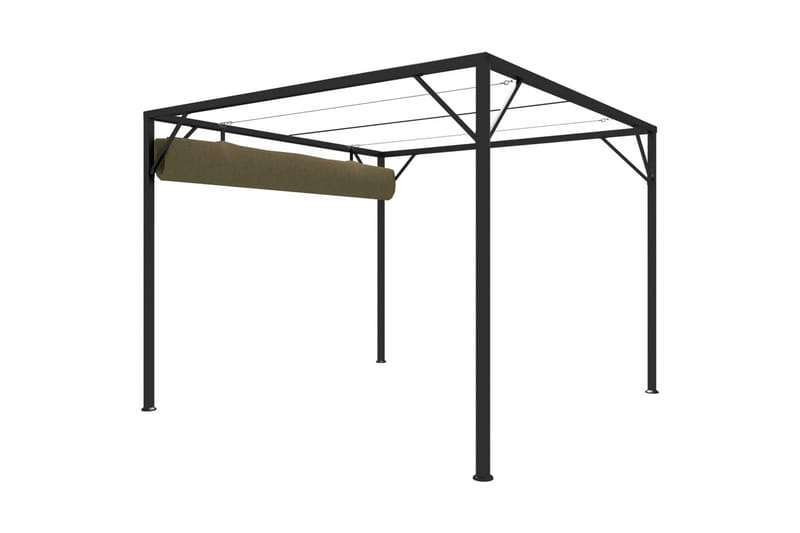 Paviljong med infällbart tak 3x3 m taupe 180 g/m² - Brun - Komplett paviljong