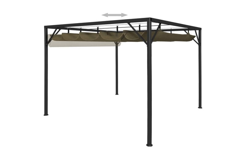 Paviljong med infällbart tak 3x3 m taupe 180 g/m² - Brun - Komplett paviljong