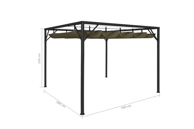 Paviljong med infällbart tak 3x3 m taupe 180 g/m² - Brun - Komplett paviljong