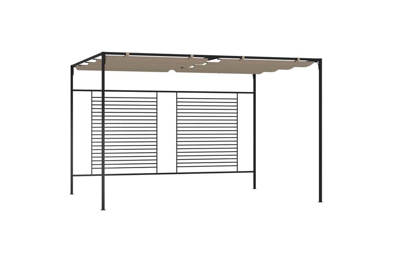 Paviljong med infällbart tak 3x4x2,3 m taupe 180 g/m² - Brun - Utemöbler - Solskydd - Paviljong - Komplett paviljong