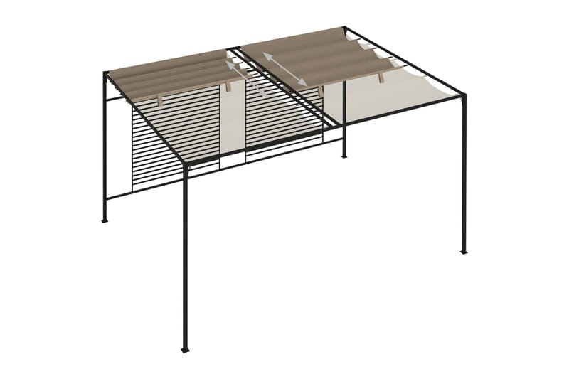 Paviljong med infällbart tak 3x4x2,3 m taupe 180 g/m² - Brun - Utemöbler - Solskydd - Paviljong - Komplett paviljong