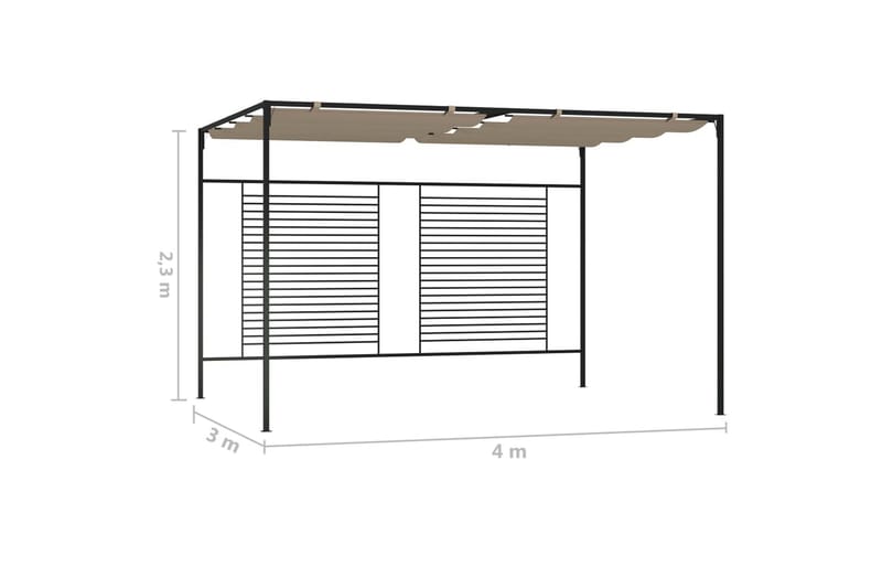 Paviljong med infällbart tak 3x4x2,3 m taupe 180 g/m² - Brun - Utemöbler - Solskydd - Paviljong - Komplett paviljong