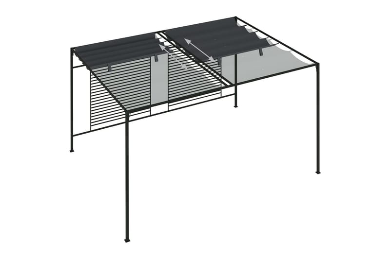 Paviljong med infällbart tak 4x3x2,3 m gräddvit 180 g/m² - Grå - Komplett paviljong