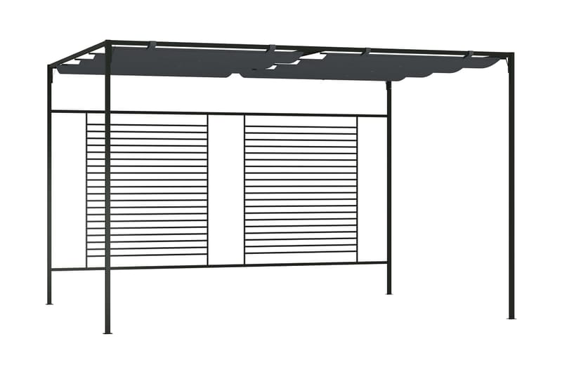 Paviljong med infällbart tak 4x3x2,3 m gräddvit 180 g/m² - Grå - Komplett paviljong