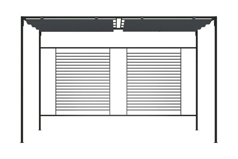 Paviljong med infällbart tak 4x3x2,3 m gräddvit 180 g/m² - Grå - Komplett paviljong