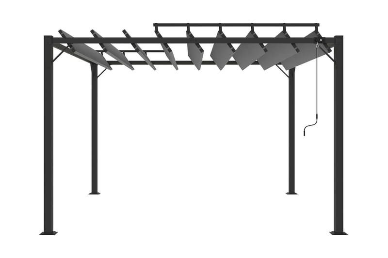 Paviljong med lamelltak 3x3 m antracit tyg och aluminium - Grå - Utemöbler - Solskydd - Paviljong - Komplett paviljong