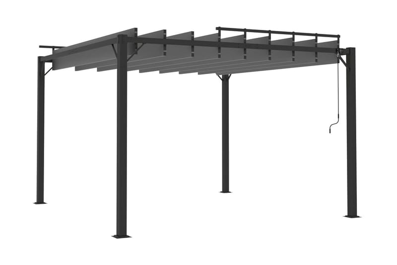 Paviljong med lamelltak 3x3 m antracit tyg och aluminium - Grå - Utemöbler - Solskydd - Paviljong - Komplett paviljong