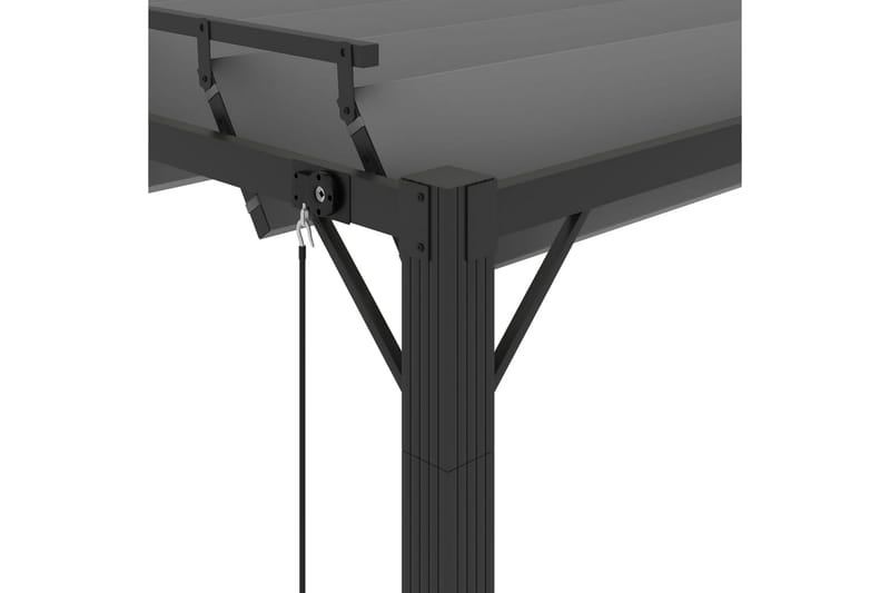 Paviljong med lamelltak 3x3 m antracit tyg och aluminium - Grå - Utemöbler - Solskydd - Paviljong - Komplett paviljong