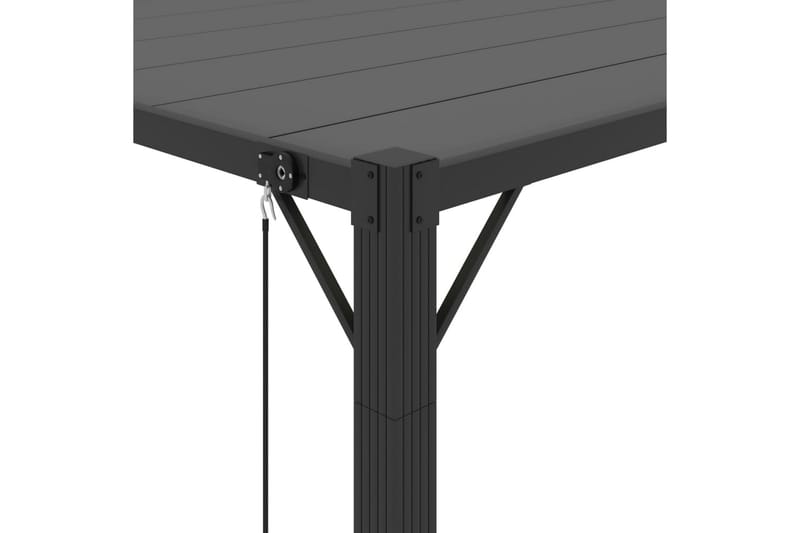 Paviljong med lamelltak 3x3 m antracit tyg och aluminium - Grå - Utemöbler - Solskydd - Paviljong - Komplett paviljong