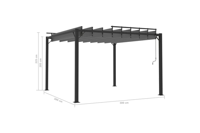Paviljong med lamelltak 3x3 m antracit tyg och aluminium - Grå - Utemöbler - Solskydd - Paviljong - Komplett paviljong