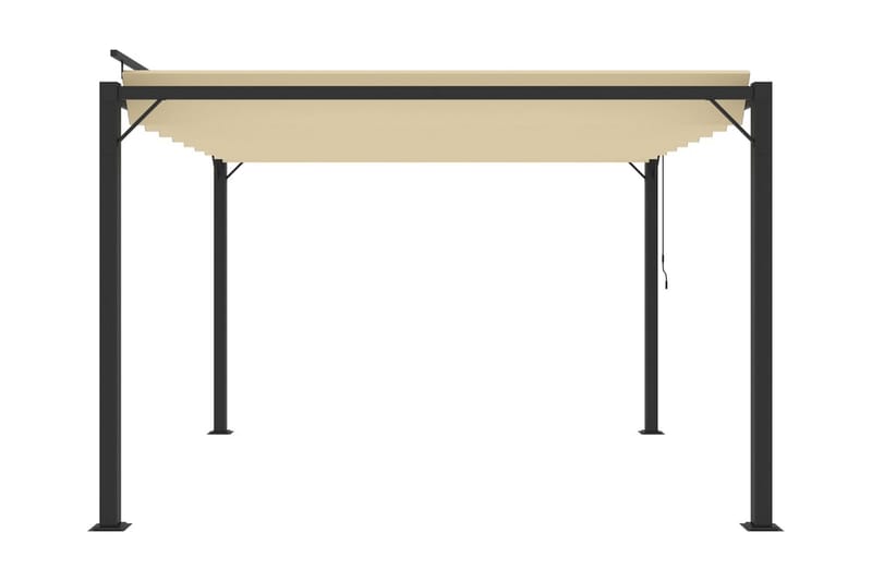 Paviljong med lamelltak 3x3 m gräddvit tyg och aluminium - Vit - Utemöbler - Solskydd - Paviljong - Komplett paviljong