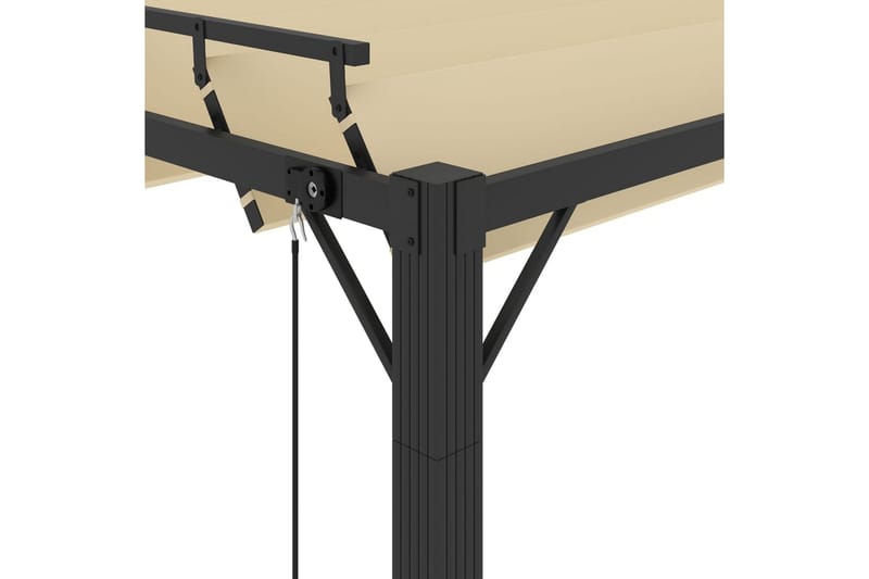 Paviljong med lamelltak 3x3 m gräddvit tyg och aluminium - Vit - Utemöbler - Solskydd - Paviljong - Komplett paviljong
